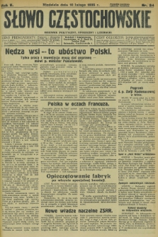 Słowo Częstochowskie : dziennik polityczny, społeczny i literacki. R.5, nr 34 (10 lutego 1935)
