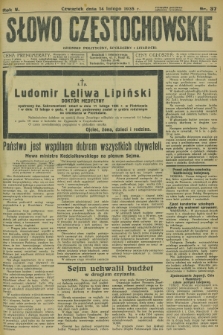 Słowo Częstochowskie : dziennik polityczny, społeczny i literacki. R.5, nr 37 (14 lutego 1935)