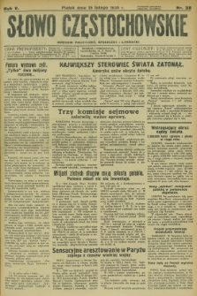 Słowo Częstochowskie : dziennik polityczny, społeczny i literacki. R.5, nr 38 (15 lutego 1935)