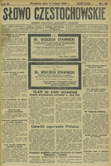 Słowo Częstochowskie : dziennik polityczny, społeczny i literacki. R.5, nr 40 (17 lutego 1935)