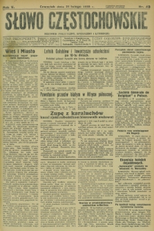 Słowo Częstochowskie : dziennik polityczny, społeczny i literacki. R.5, nr 43 (21 lutego 1935)