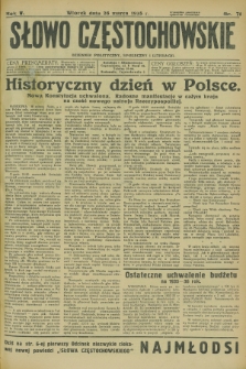 Słowo Częstochowskie : dziennik polityczny, społeczny i literacki. R.5, nr 71 (26 marca 1935)