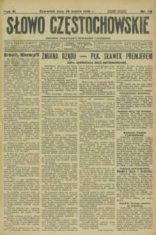 Słowo Częstochowskie : dziennik polityczny, społeczny i literacki. R.5, nr 73 (28 marca 1935)