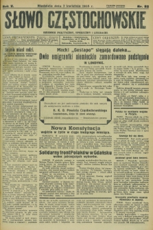 Słowo Częstochowskie : dziennik polityczny, społeczny i literacki. R.5, nr 82 (7 kwietnia 1935)