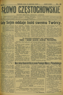 Słowo Częstochowskie : dziennik polityczny, społeczny i literacki. R.5, nr 131 (8 czerwca 1935)