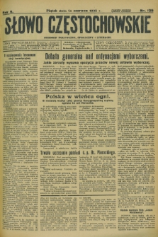 Słowo Częstochowskie : dziennik polityczny, społeczny i literacki. R.5, nr 135 (14 czerwca 1935)