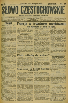 Słowo Częstochowskie : dziennik polityczny, społeczny i literacki. R.5, nr 156 (11 lipca 1935)