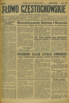 Słowo Częstochowskie : dziennik polityczny, społeczny i literacki. R.5, nr 157 (12 lipca 1935)