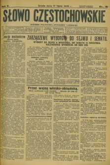 Słowo Częstochowskie : dziennik polityczny, społeczny i literacki. R.5, nr 161 (17 lipca 1935)