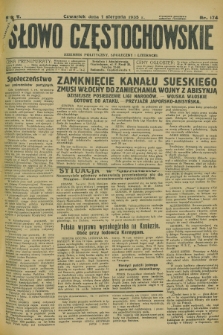 Słowo Częstochowskie : dziennik polityczny, społeczny i literacki. R.5, nr 174 (1 sierpnia 1935)