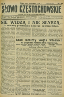 Słowo Częstochowskie : dziennik polityczny, społeczny i literacki. R.5, nr 181 (9 sierpnia 1935)