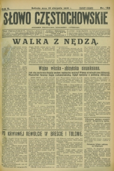 Słowo Częstochowskie : dziennik polityczny, społeczny i literacki. R.5, nr 182 (10 sierpnia 1935)