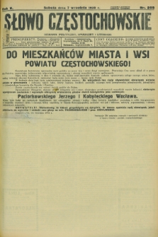 Słowo Częstochowskie : dziennik polityczny, społeczny i literacki. R.5, nr 205 (7 września 1935)