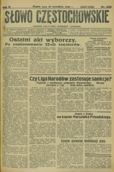 Słowo Częstochowskie : dziennik polityczny, społeczny i literacki. R.5, nr 222 (27 września 1935)