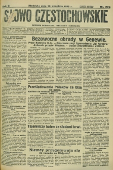 Słowo Częstochowskie : dziennik polityczny, społeczny i literacki. R.5, nr 224 (29 września 1935)