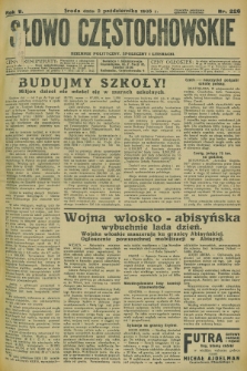Słowo Częstochowskie : dziennik polityczny, społeczny i literacki. R.5, nr 226 (2 października 1935)