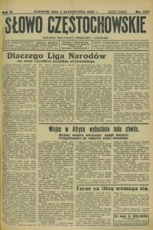 Słowo Częstochowskie : dziennik polityczny, społeczny i literacki. R.5, nr 227 (3 października 1935)
