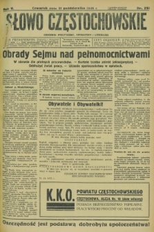 Słowo Częstochowskie : dziennik polityczny, społeczny i literacki. R.5, nr 251 (31 października 1935)