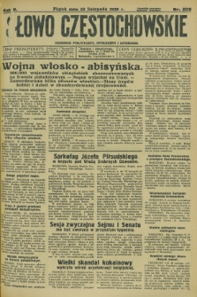 Słowo Częstochowskie : dziennik polityczny, społeczny i literacki. R.5, nr 269 (22 listopada 1935)