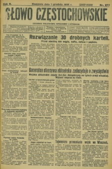 Słowo Częstochowskie : dziennik polityczny, społeczny i literacki. R.5, nr 277 (1 grudnia 1935)