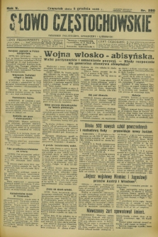 Słowo Częstochowskie : dziennik polityczny, społeczny i literacki. R.5, nr 280 (5 grudnia 1935)