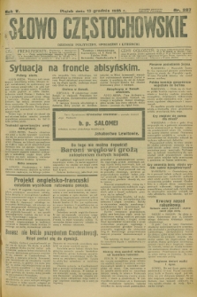 Słowo Częstochowskie : dziennik polityczny, społeczny i literacki. R.5, nr 287 (13 grudnia 1935)