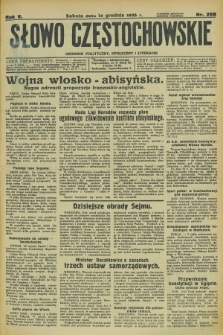 Słowo Częstochowskie : dziennik polityczny, społeczny i literacki. R.5, nr 288 (14 grudnia 1935)