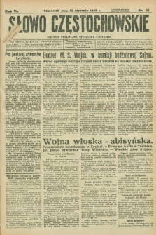 Słowo Częstochowskie : dziennik polityczny, społeczny i literacki. R.6, nr 12 (16 stycznia 1936)