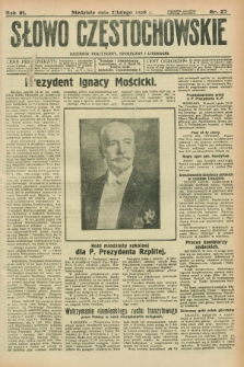 Słowo Częstochowskie : dziennik polityczny, społeczny i literacki. R.6, nr 27 (2 lutego 1936)