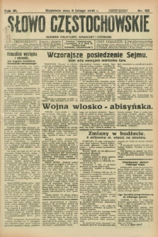 Słowo Częstochowskie : dziennik polityczny, społeczny i literacki. R.6, nr 33 (9 lutego 1936)
