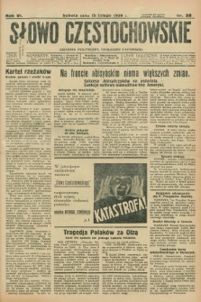 Słowo Częstochowskie : dziennik polityczny, społeczny i literacki. R.6, nr 38 (15 lutego 1936)
