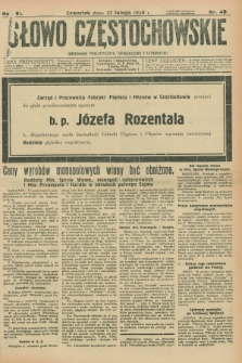 Słowo Częstochowskie : dziennik polityczny, społeczny i literacki. R.6, nr 48 (27 lutego 1936)