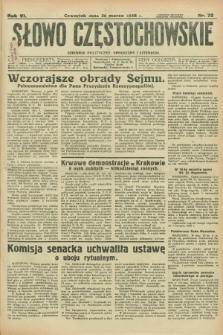 Słowo Częstochowskie : dziennik polityczny, społeczny i literacki. R.6, nr 72 (26 marca 1936)