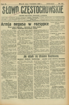 Słowo Częstochowskie : dziennik polityczny, społeczny i literacki. R.6, nr 82 (7 kwietnia 1936)