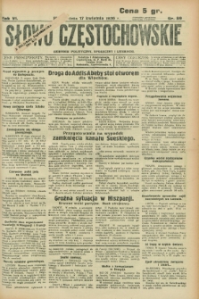 Słowo Częstochowskie : dziennik polityczny, społeczny i literacki. R.6, nr 89 (17 kwietnia 1936)