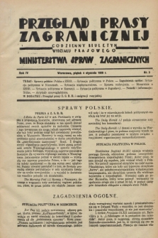 Przegląd Prasy Zagranicznej : codzienny biuletyn Wydziału Prasowego Ministerstwa Spraw Zagranicznych. R.4, nr 3 (4 stycznia 1929)