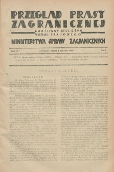 Przegląd Prasy Zagranicznej : codzienny biuletyn Wydziału Prasowego Ministerstwa Spraw Zagranicznych. R.4, nr 4 (5 stycznia 1929)