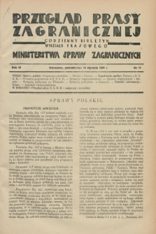 Przegląd Prasy Zagranicznej : codzienny biuletyn Wydziału Prasowego Ministerstwa Spraw Zagranicznych. R.4, nr 11 (14 stycznia 1929)