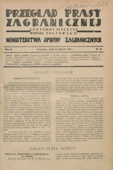 Przegląd Prasy Zagranicznej : codzienny biuletyn Wydziału Prasowego Ministerstwa Spraw Zagranicznych. R.4, nr 19 (23 stycznia 1929)