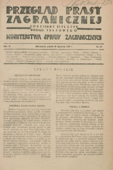 Przegląd Prasy Zagranicznej : codzienny biuletyn Wydziału Prasowego Ministerstwa Spraw Zagranicznych. R.4, nr 21 (25 stycznia 1929)