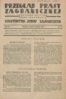 Przegląd Prasy Zagranicznej : codzienny biuletyn Wydziału Prasowego Ministerstwa Spraw Zagranicznych. R.4, nr 24 (29 stycznia 1929)