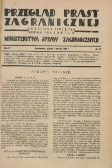 Przegląd Prasy Zagranicznej : codzienny biuletyn Wydziału Prasowego Ministerstwa Spraw Zagranicznych. R.4, nr 27 (1 lutego 1929)