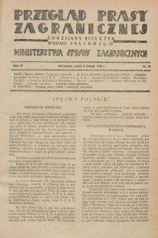 Przegląd Prasy Zagranicznej : codzienny biuletyn Wydziału Prasowego Ministerstwa Spraw Zagranicznych. R.4, nr 30 (6 lutego 1929)