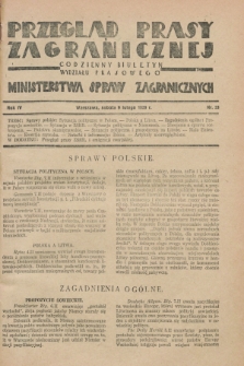 Przegląd Prasy Zagranicznej : codzienny biuletyn Wydziału Prasowego Ministerstwa Spraw Zagranicznych. R.4, nr 33 (9 lutego 1929)