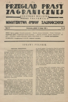 Przegląd Prasy Zagranicznej : codzienny biuletyn Wydziału Prasowego Ministerstwa Spraw Zagranicznych. R.4, nr 38 (15 lutego 1929)