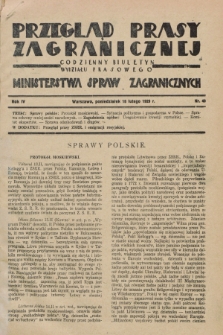 Przegląd Prasy Zagranicznej : codzienny biuletyn Wydziału Prasowego Ministerstwa Spraw Zagranicznych. R.4, nr 40 (18 lutego 1929)
