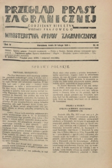 Przegląd Prasy Zagranicznej : codzienny biuletyn Wydziału Prasowego Ministerstwa Spraw Zagranicznych. R.4, nr 42 (20 lutego 1929)