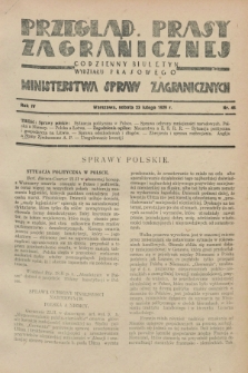 Przegląd Prasy Zagranicznej : codzienny biuletyn Wydziału Prasowego Ministerstwa Spraw Zagranicznych. R.4, nr 45 (23 lutego 1929)
