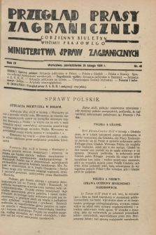 Przegląd Prasy Zagranicznej : codzienny biuletyn Wydziału Prasowego Ministerstwa Spraw Zagranicznych. R.4, nr 46 (25 lutego 1929)