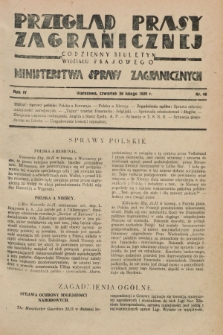 Przegląd Prasy Zagranicznej : codzienny biuletyn Wydziału Prasowego Ministerstwa Spraw Zagranicznych. R.4, nr 49 (28 lutego 1929)